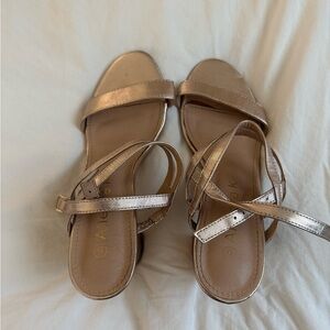 Rose Gold Strappy Block Heels